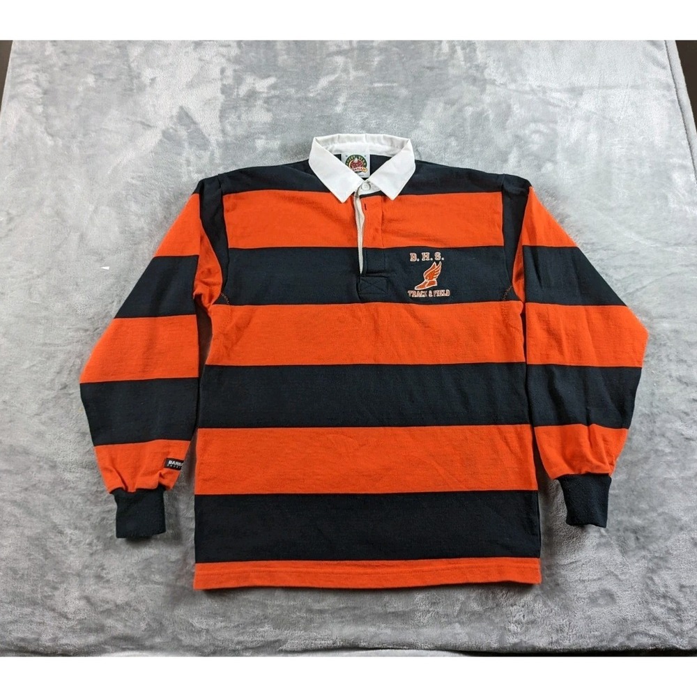 Barbarian Rugby Shirt Mens Medium Striped Track & Fields Long Sleeve Y2K  READ